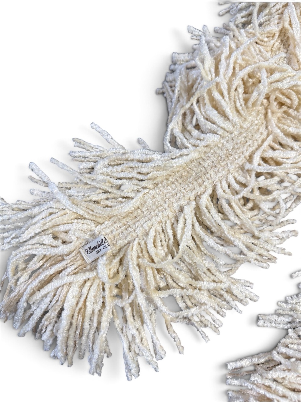 Churchill Handwoven Neutral Cream Textured Bohemian Scarf - Picture 4 of 6